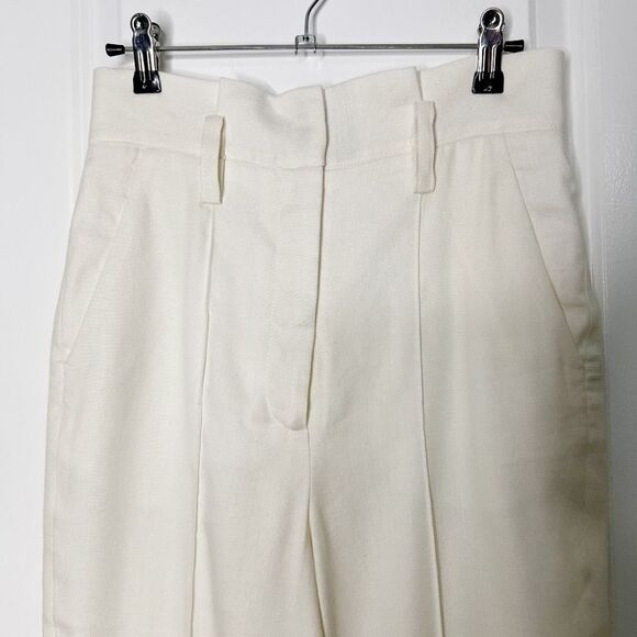 Veronica Beard Clerence Paperbag Pants in White Cream  Linen Size 2 - Picture 6 of 12